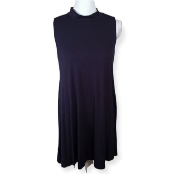 FADED GLORY NAVY BLUE MOCK NECK SWING DRESS SZ.L EUC - Picture 2 of 9